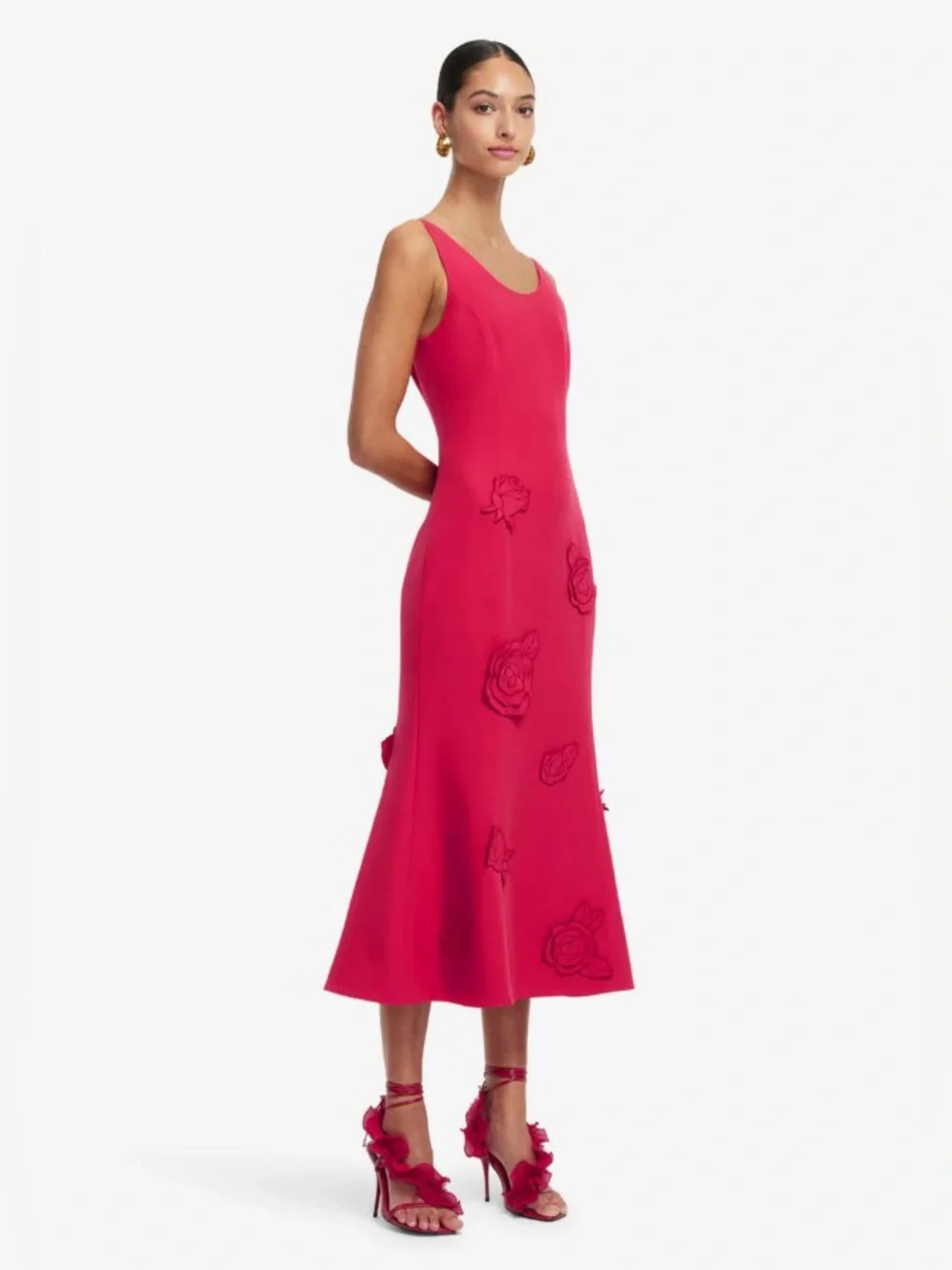 LEO LIN EMILY Red Flower Applique Trumpet Mini Dress AU8/US4 NWOT - Picture 4 of 6